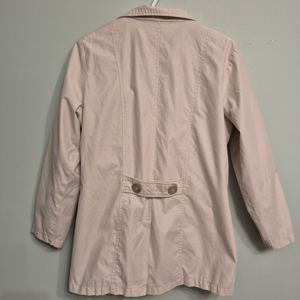 Denver Hayes Women's Neutral Cream Minimalist Spring Trench Coat Size Medium - Picture 7 of 7